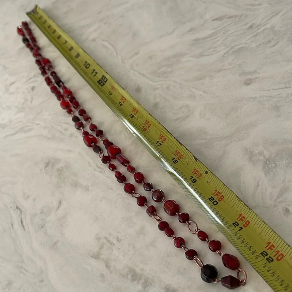 Bundle 6 Beaded long Necklaces Red Green Blue Orange Purple Yellow Brown - Picture 14 of 17